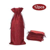 12pcsset jute wine bags creative portable novel gift bags wine bottle cover 1 to 10 numbers tag wine totes party supplies
