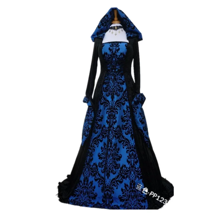 

New Medieval Dress Retro Halloween Costume Women Adult Plus Size Scary Cosplay Gothic New Wizard Palace Party Dress for Women