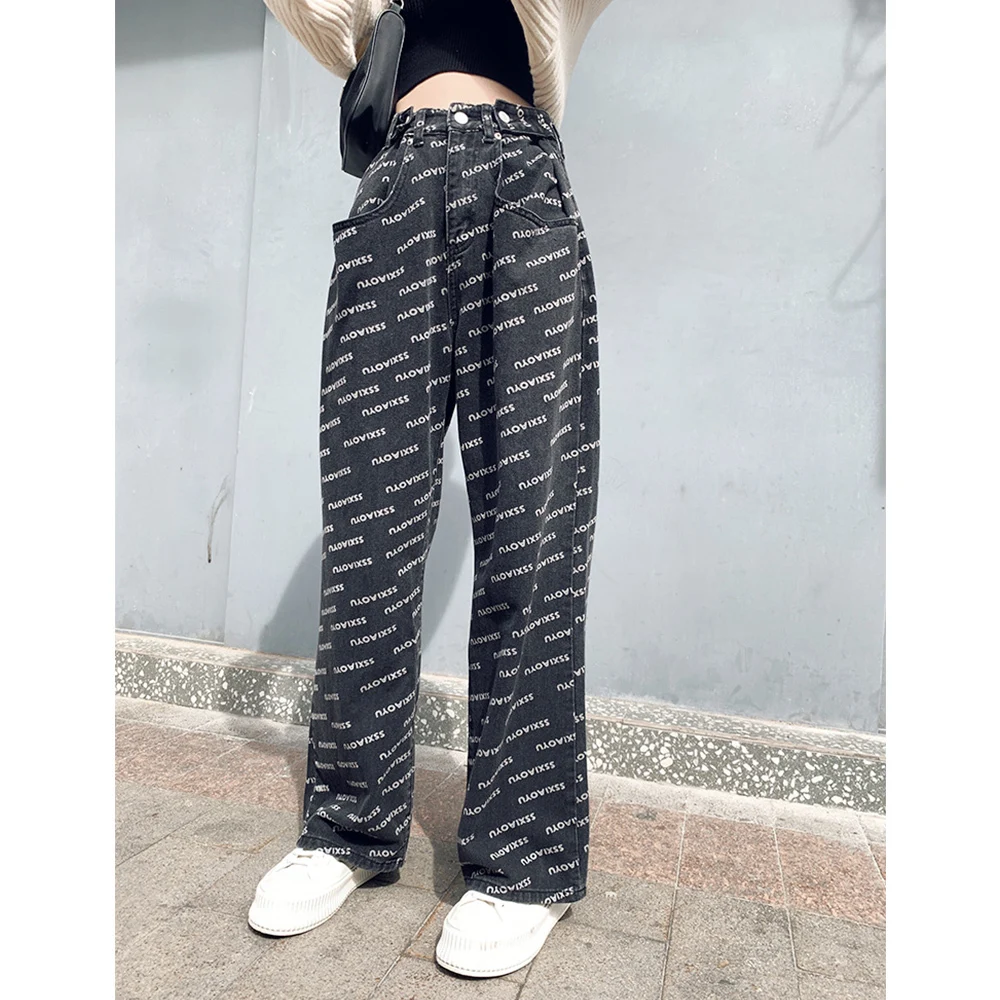 

2021 Black Jeans Baggy Jeans For Women Vintage Jeans Woman High Waist Straight Wide Leg Pants Harajuku Streetwear