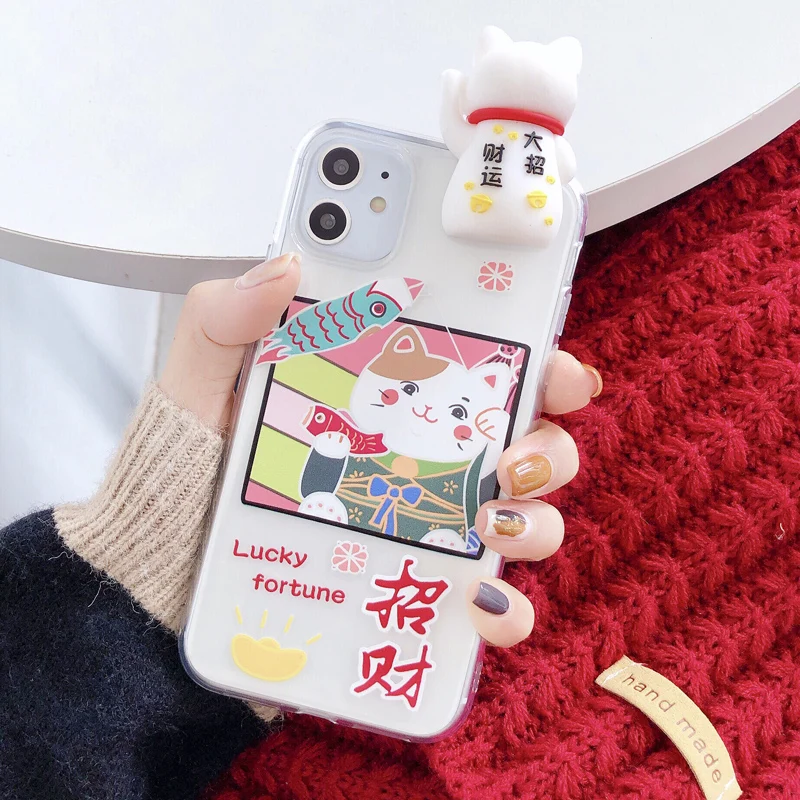 Для iPhone 11 pro 3D Fortune Cat Чехол Maneki Neko прозрачный мягкий чехол для XS max XR X 7 8 plus Lucky cat shell |