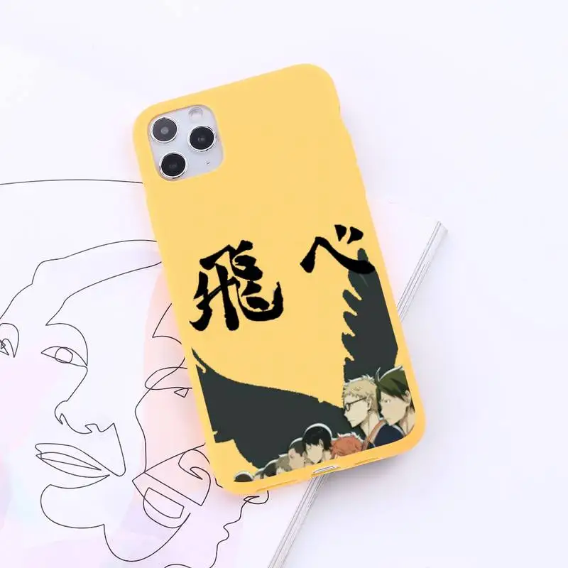 

Cute Japan Anime Oya Haikyuu luxury protective shell Phone Case Candy Color for iPhone 6 7 8 11 12 s mini pro X XS XR MAX Plus