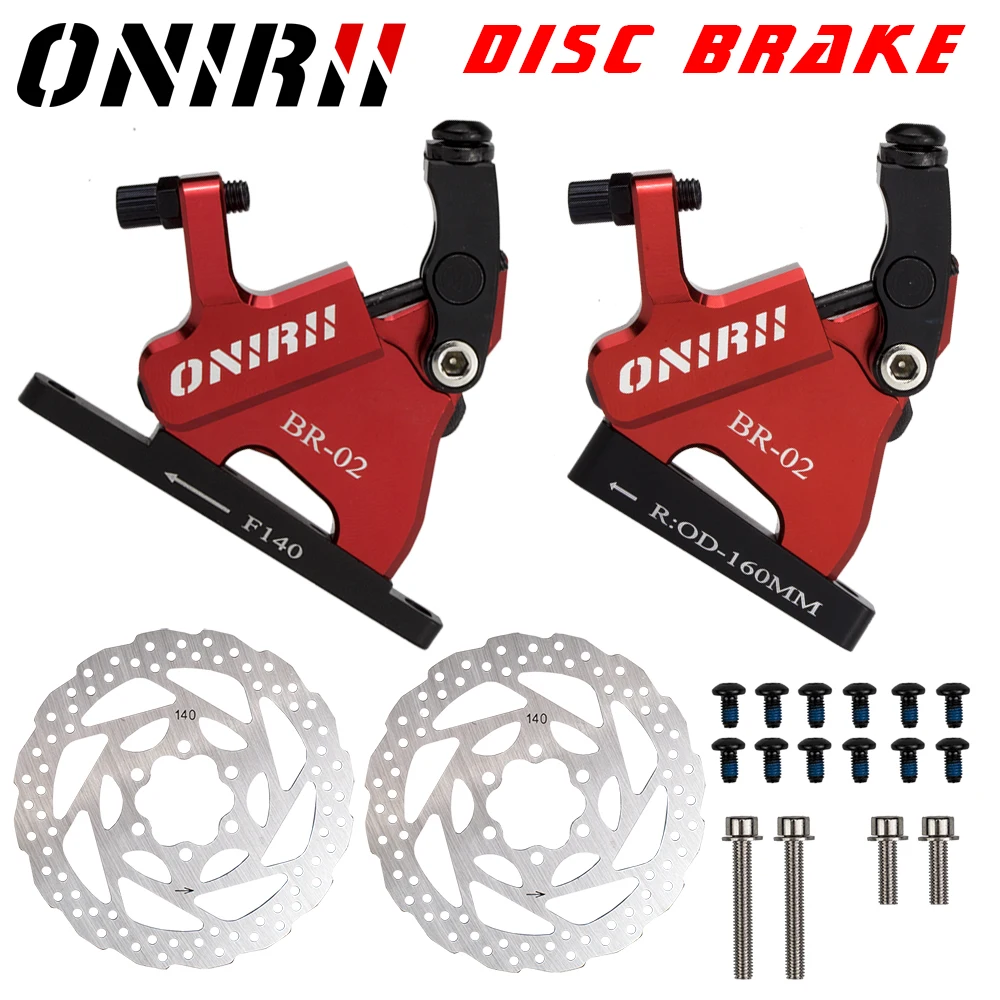 

ONIRII Gravel Road Bike Disc Brake Red Hydraulic Caliper Flat Mount CX Rotor Brake CNC Bicycle Mechanical Wire Pull Metal NEW