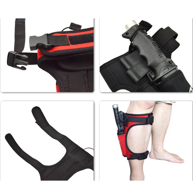 

KEEP DIVING 2 Pcs Diving Leg Knife Wrap 3.5MM Neoprene Scuba Strap Leg Holder Adjustable Diving Equipment, Red & Black