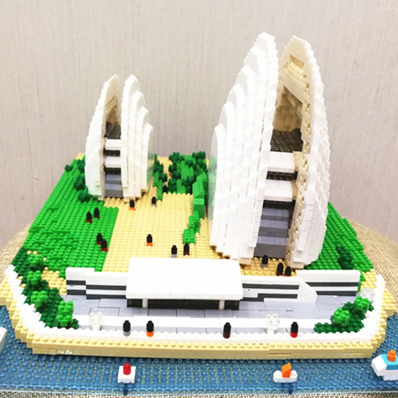 

Children's educational toys PZX Architectural building block toy 3D Assembly Sydney Opera House mini Adult DIY bricks with box