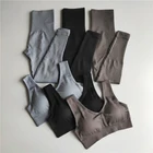 Комплект женский бесшовный из 2 предметов для йоги, леггинсы с высокой талией и спортивный бюстгальтер