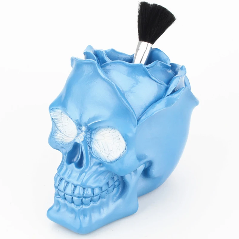 

Tube Flower Pot Desktop Decoration Storage Boxes 3D Blue Fairy Butterfly Skull Jewelry Makeup Tools Stationery Resin Storage