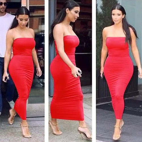 2020 модное сексуальное платье без бретелек тонкое однотонное классическое