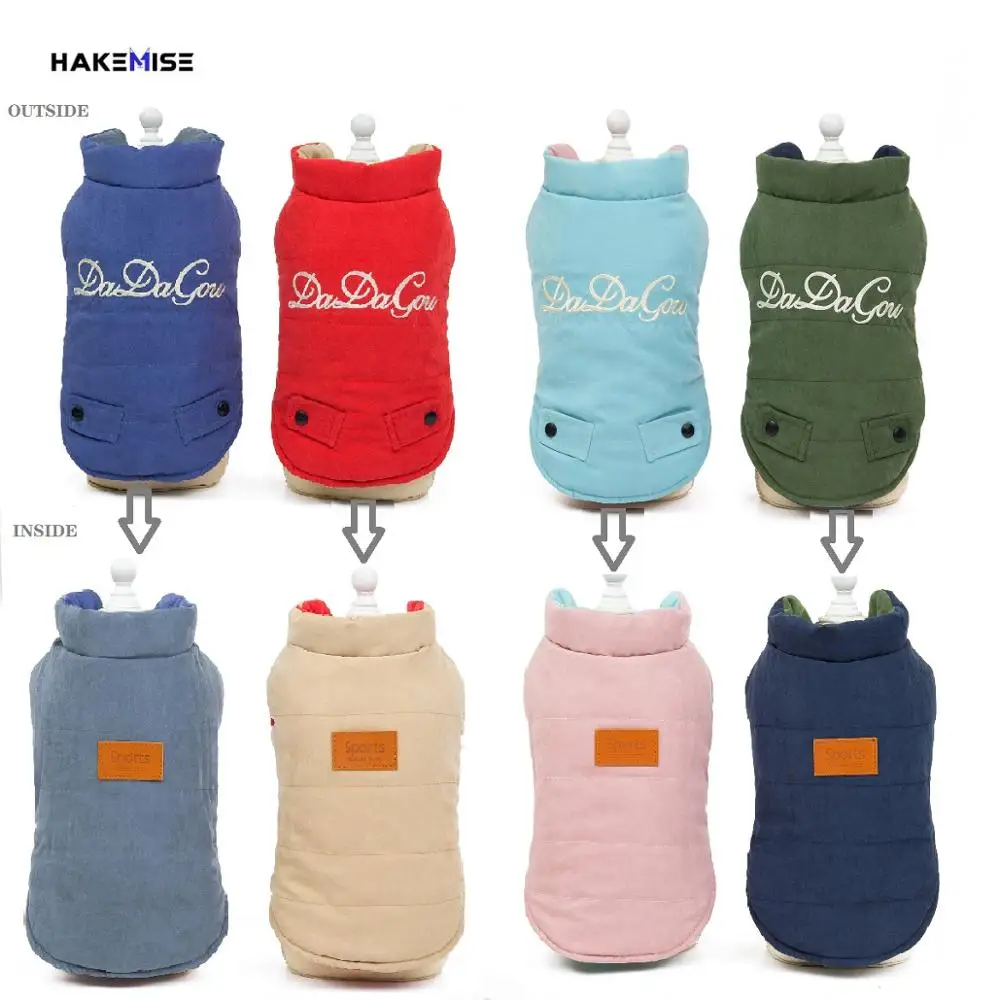 

Pet Dog Vest Jacket Wear On Both Sides Soft Warm Coats For Dogs Autumn Winter Plus Cotton Padded Vest Styles Dog coats for pets