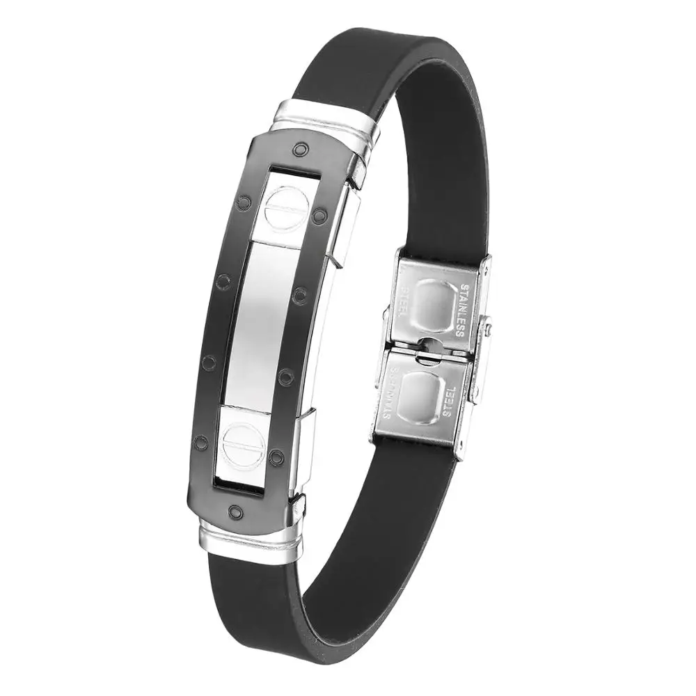 Новинка 2020 Модный черный браслет в стиле панк резиновый силиконовый мужской из