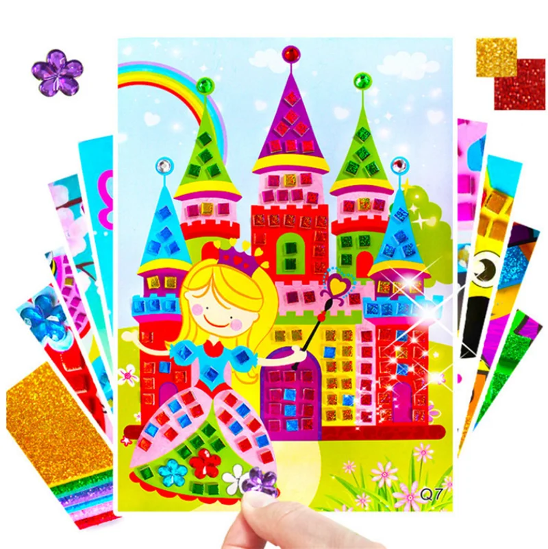 3D Мозаика из пены липкие кристаллы искусство принцесса и бабочки наклейка игра