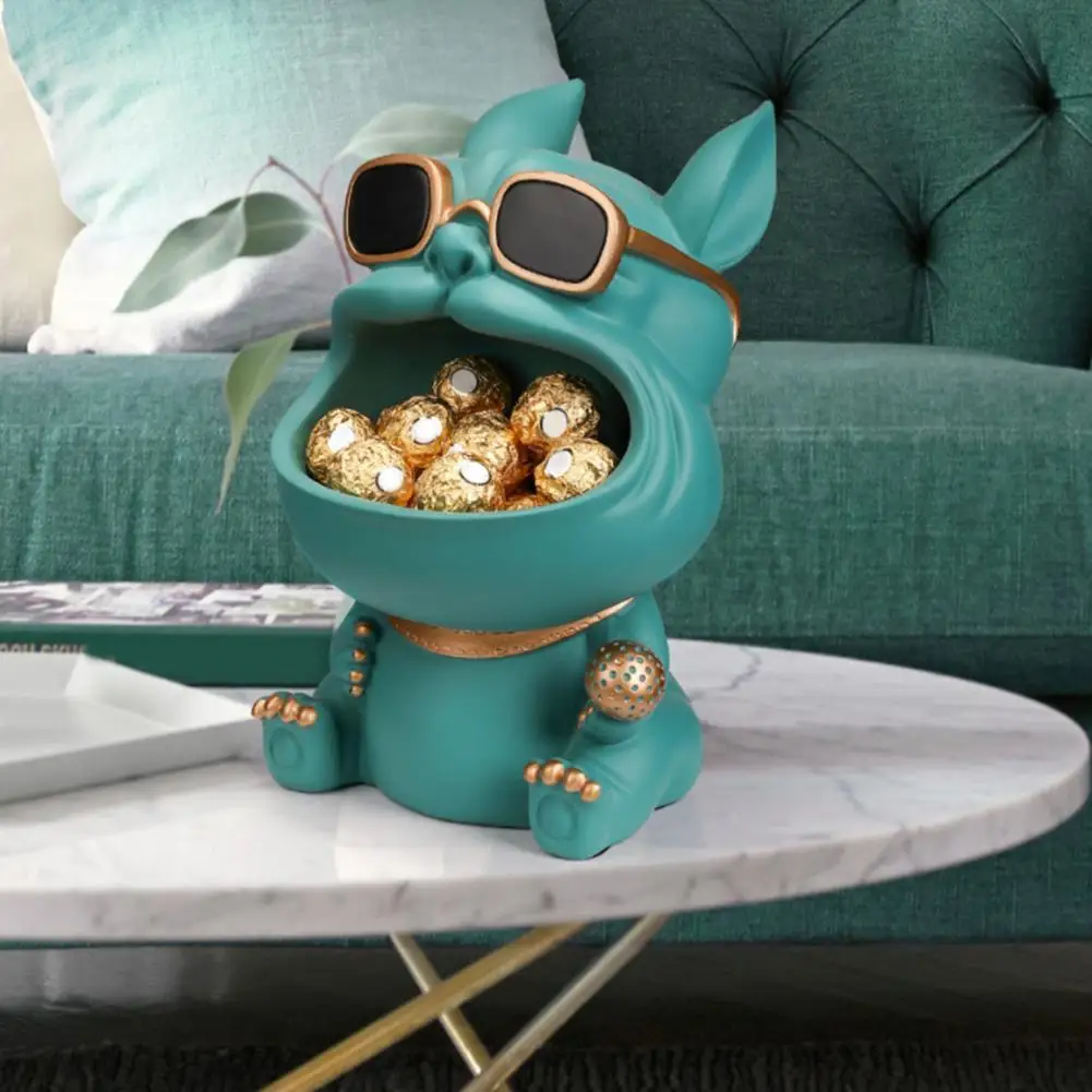 

Green Dog Figurine Model Exquisite Big Mouth Dog Statue Chocolate Candy Display Box Sundries Storage Box Desktop Craft Decoratio