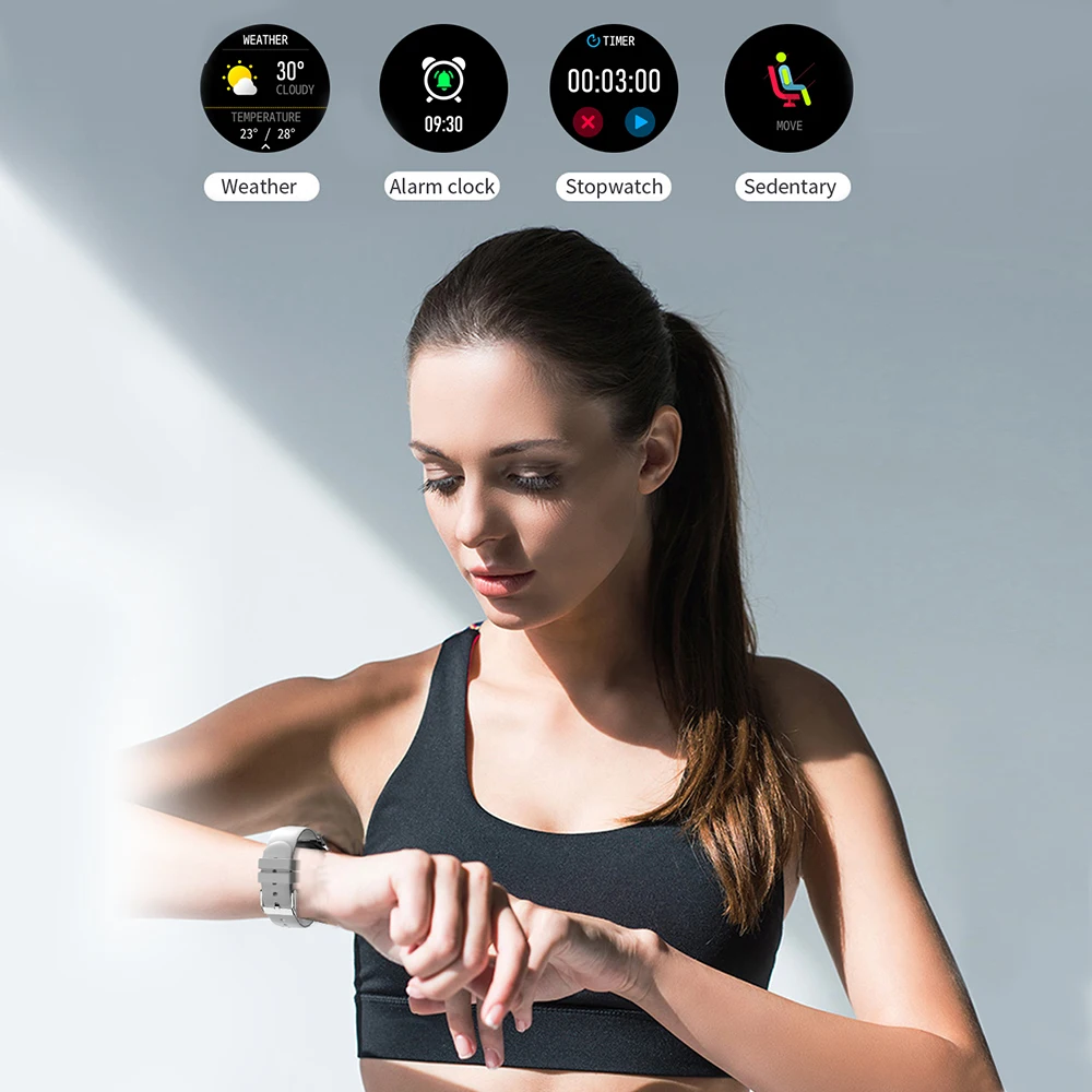 

V23 Women Smart Watch Full Touch Fitness Tracker IP67 Waterproof Blood Pressure Smart Clock Men Smartwatch