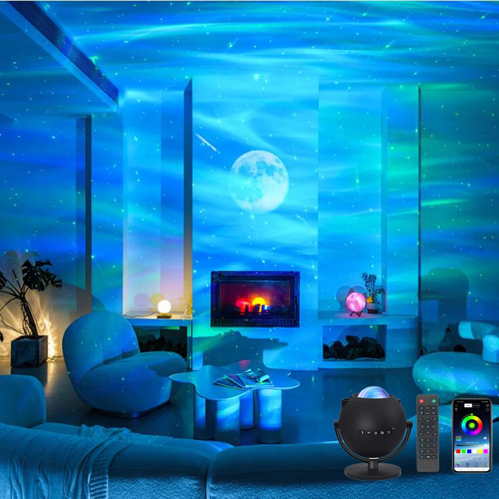 

Светодиодная лампа-проектор APP Galaxy, ночник с дистанционным управлением для спальни, украшение для рождественской вечеринки, Подарочные Про...