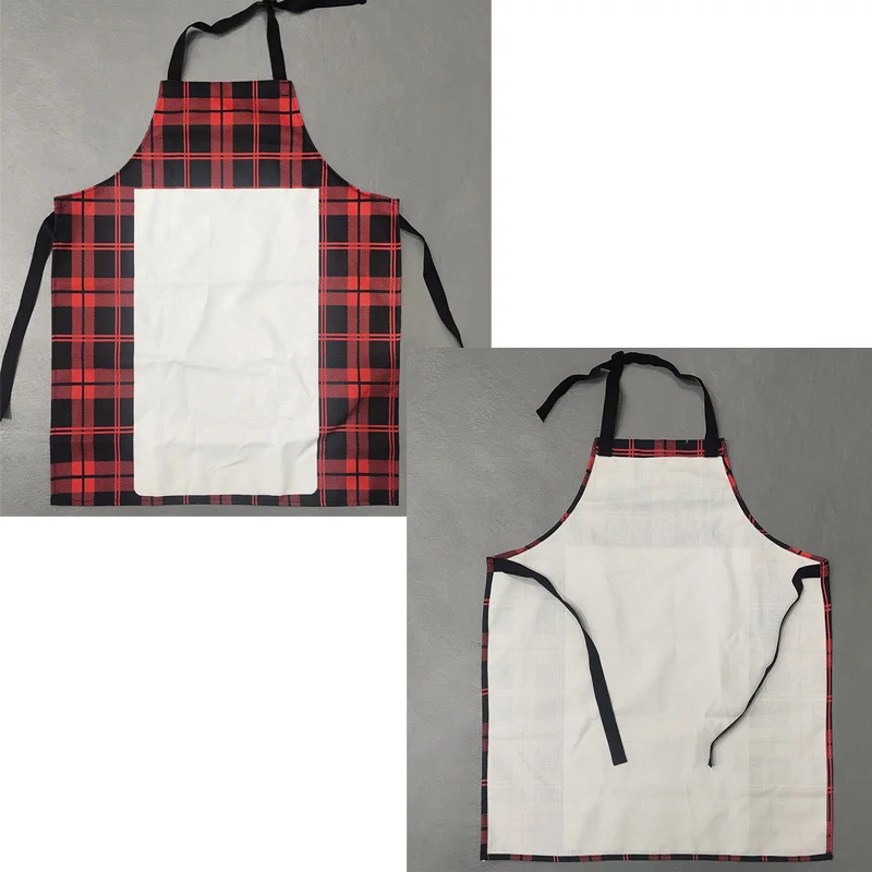 DHL50pcs Sublimation DIY White Blank Graid Patchwork Polyester Apron Christmas Gift