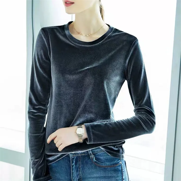 Украина женские велюровые блузки 2019 осень и зима офисная рубашка Топы Плюс