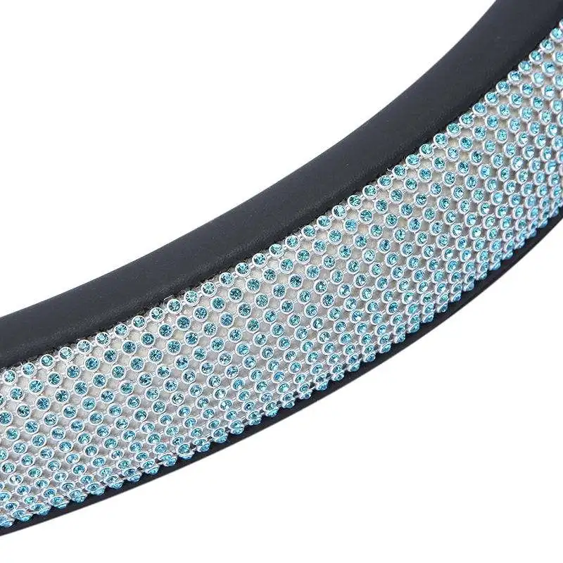 

38CM Crystal Car Steering Wheel Cover,with PU Leather, Car Steering Wheel Accessories
