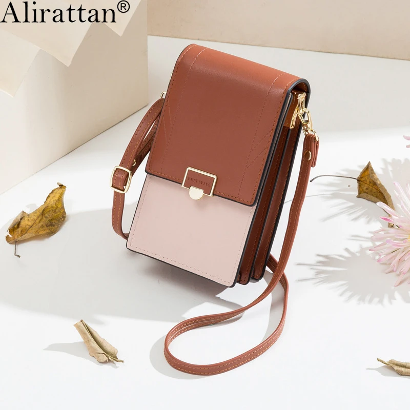 

Alirattan New Trendy PU Leather Crossbody Bags For Women 2021 Fashion Design Lady Purse Shoulder Mobile Phone Bag ID Card Pack