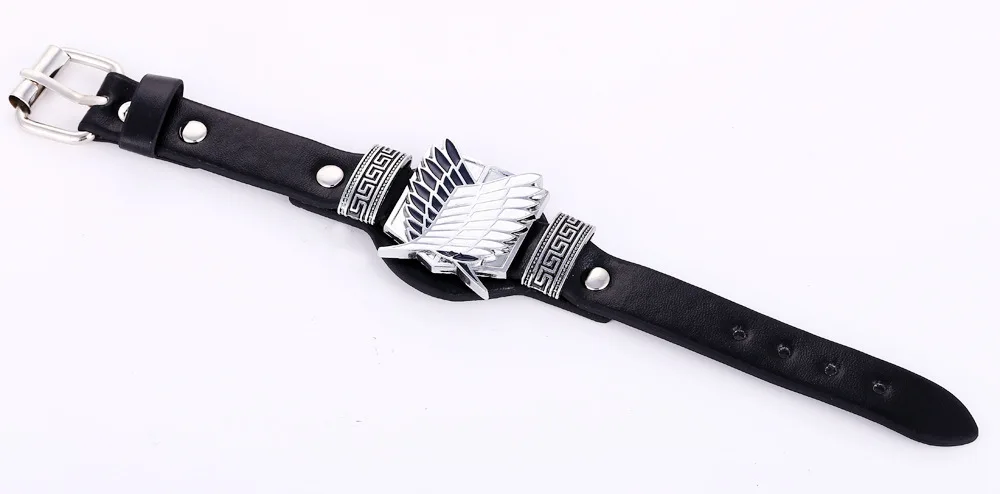 Японский аниме Атака Титанов кожаный металлический браслет Косплей Аксессуары