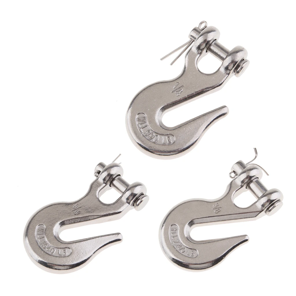 

304 Stainless Steel Swivel Eye Clevis Lifting Chain Snap Hook 1/4+3/8+5/16 inch