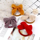 Красочный шиньон для девушек, милый пушистый бант, эластичная повязка на голову для детей, безопасные разноцветные Завязки для волос с помпонами