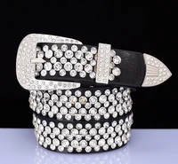 fashion rhinestone genuine leather belts for women punk black and red luxury brand two layer cowhide waist for jeans waistband