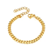 47mm men chain bracelet gold color cuban link chain bracelet for men women punk wrist jewelry braslet 2021