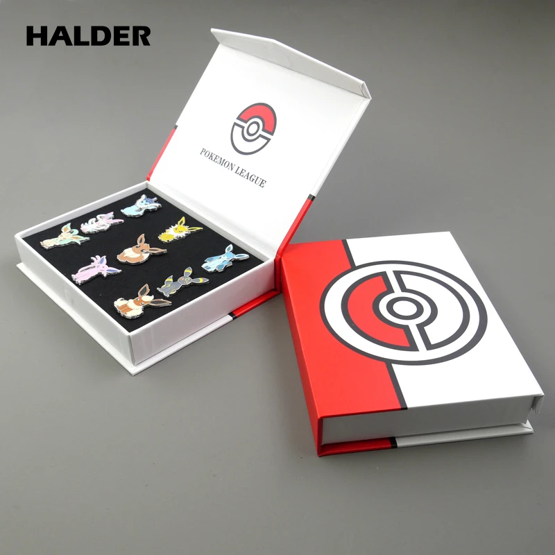Аниме halder Pocket Monsters Pokemon Eevee family мультфильм коробка Косплей эмаль броши лацкан рюкзак сумки значок булавки подарок 9 шт