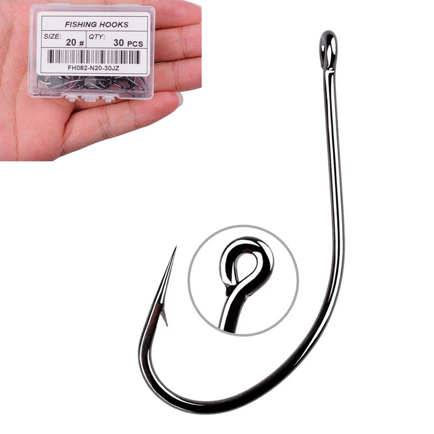 

30 шт./коробка, рыболовные крючки из высокоуглеродистой нержавеющей стали