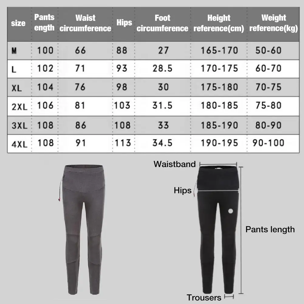 

USB Heated Pants Rechargeable 3 Tem Levels Smart Heating Leggings Thickening Heating Pants