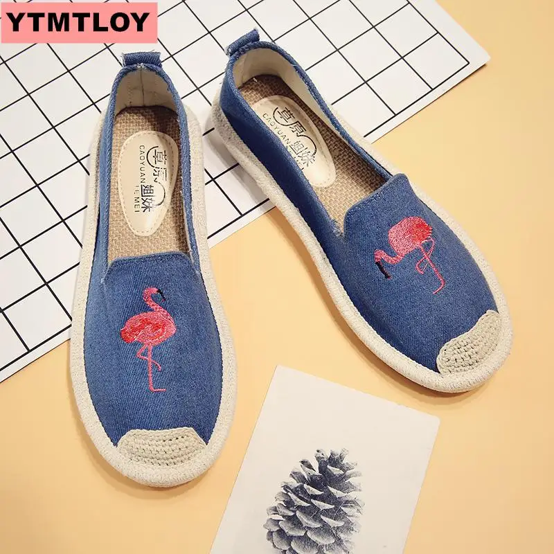 2019 Новый закругленные туфли на плоской подошве соломенная обувь в рыбацком стиле