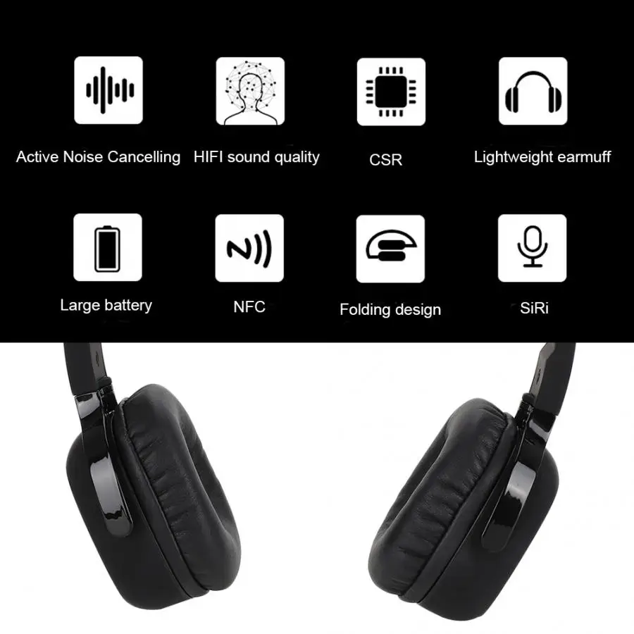 ANC активная шумоподавляющая головная повязка, наушники, Спортивная bluetooth-гарнитура с микрофоном, активные шумоподавляющие наушники