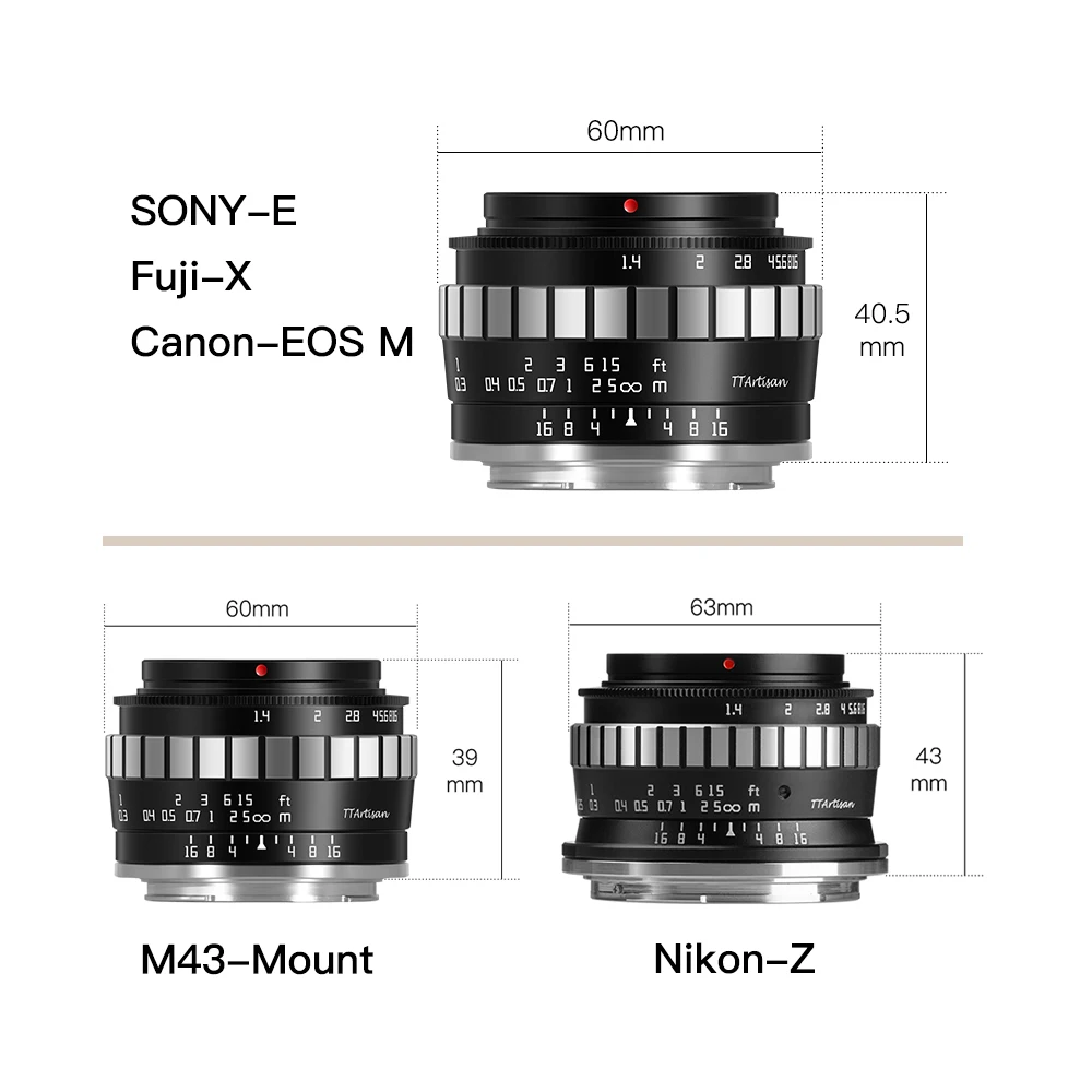 TTartisan 23 мм F1.4 APS-C объектив Ручной широкоугольный для Sony E/Fuji X/M4/3/Nikon Z Mount Cameras A6600 A6500