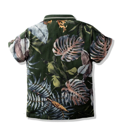 

1-6Y Summer Boys Kids Causal Shirts Tops Print Short Sleeve Turn Down Collar Pullover Tops Beach Outfits