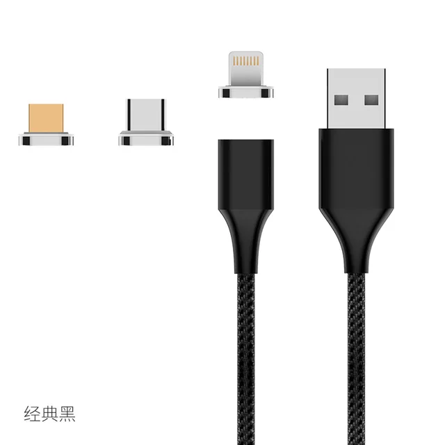 Ingelon 3 в 1 Зарядное устройство usb Магнитный зарядный кабель 1 метр micro 2.4A type c 3.1A Сменный Адаптер для iphone 2.4A быстрое зарядное устройство - Цвет: M10-Black