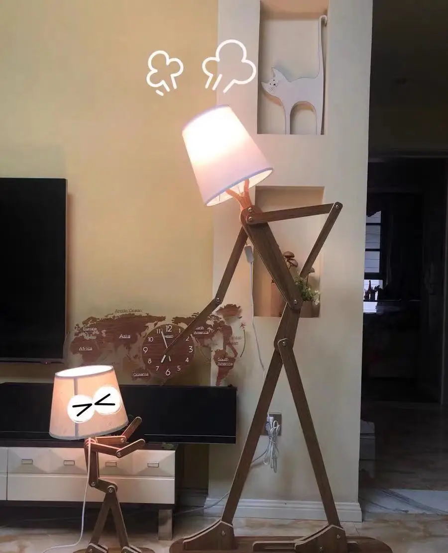 Современные Простые креативные деревянные напольные лампы для спальни гостиной