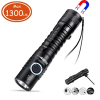 fc11 usb c rechargeable led flashlight 18650 1300lm lh351d mini ed light with magnetic tail 2 groups