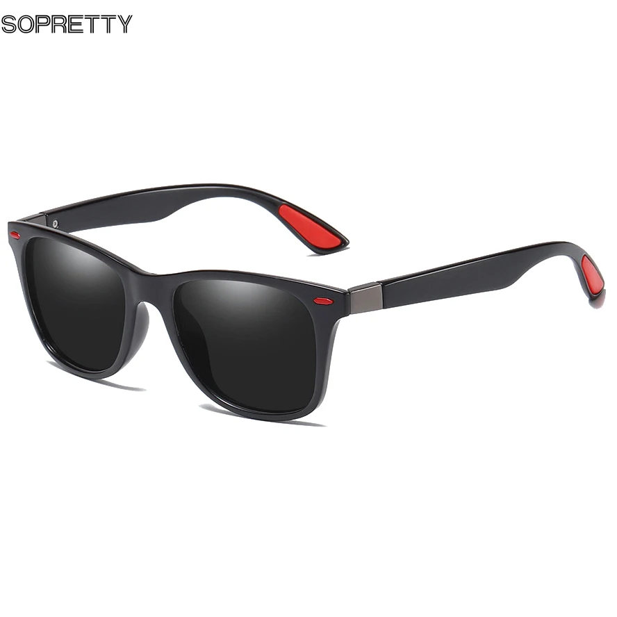 Мужские квадратные солнцезащитные очки TAC с поляризованными голубыми линзами