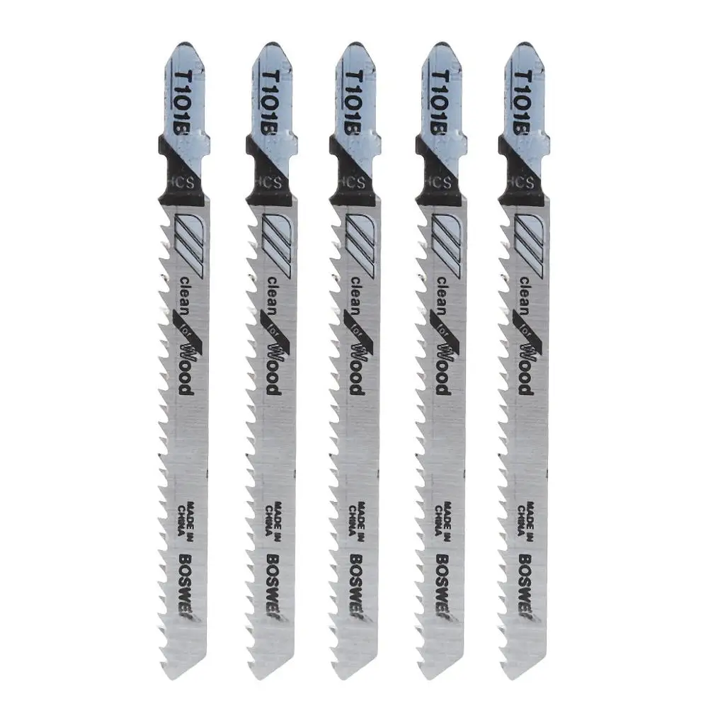 

5 Pcs T101B HCS 100mm Jigsaw Blade Clean For Wood T-Shank Jig Saw Blades