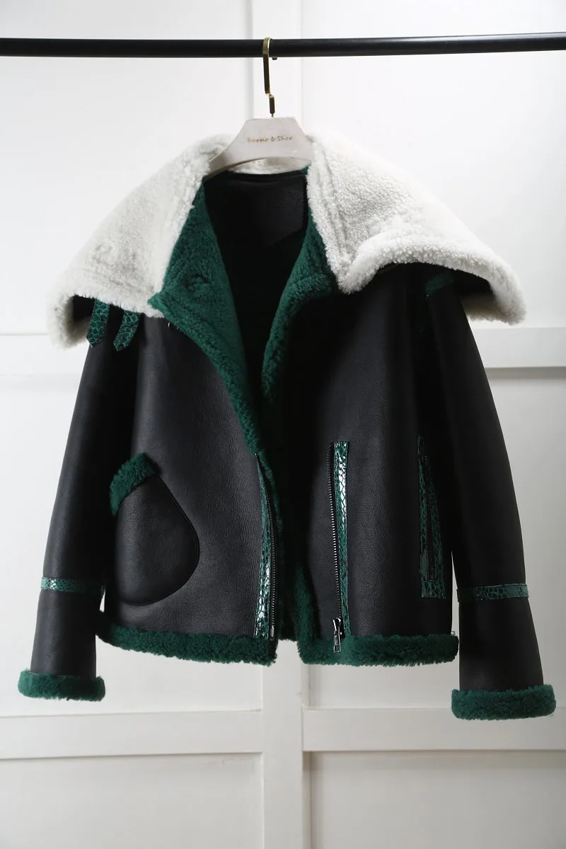 2019 короткая парка из овечьего меха натуральная кожа локомотив крутая куртка