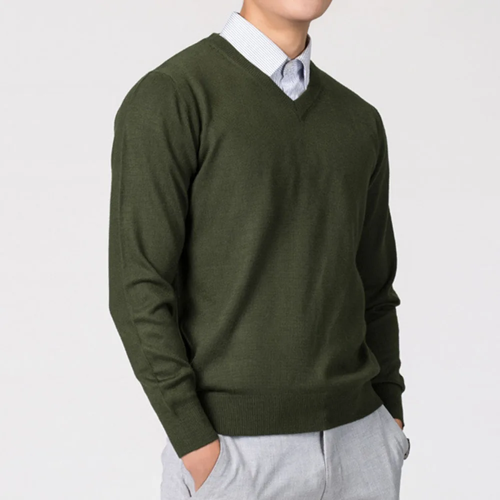 

2021 Plain V-Neck Standard Korean Men's Sweater Autumn Winter 2021 New Round Neck Large Wool Sweaters Male Knitted Loose Trendy
