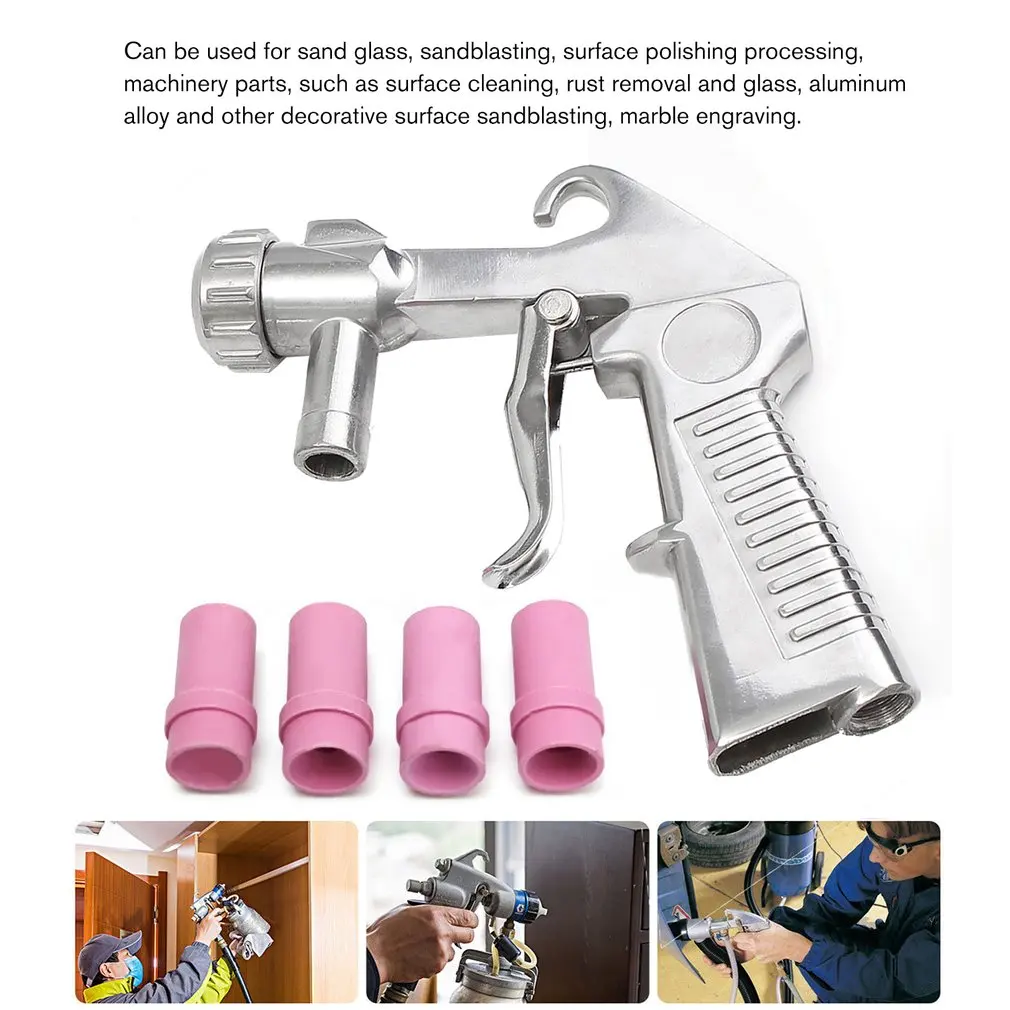 Пневматический Пескоструйный пистолет сифон подача набор с 4 керамическими