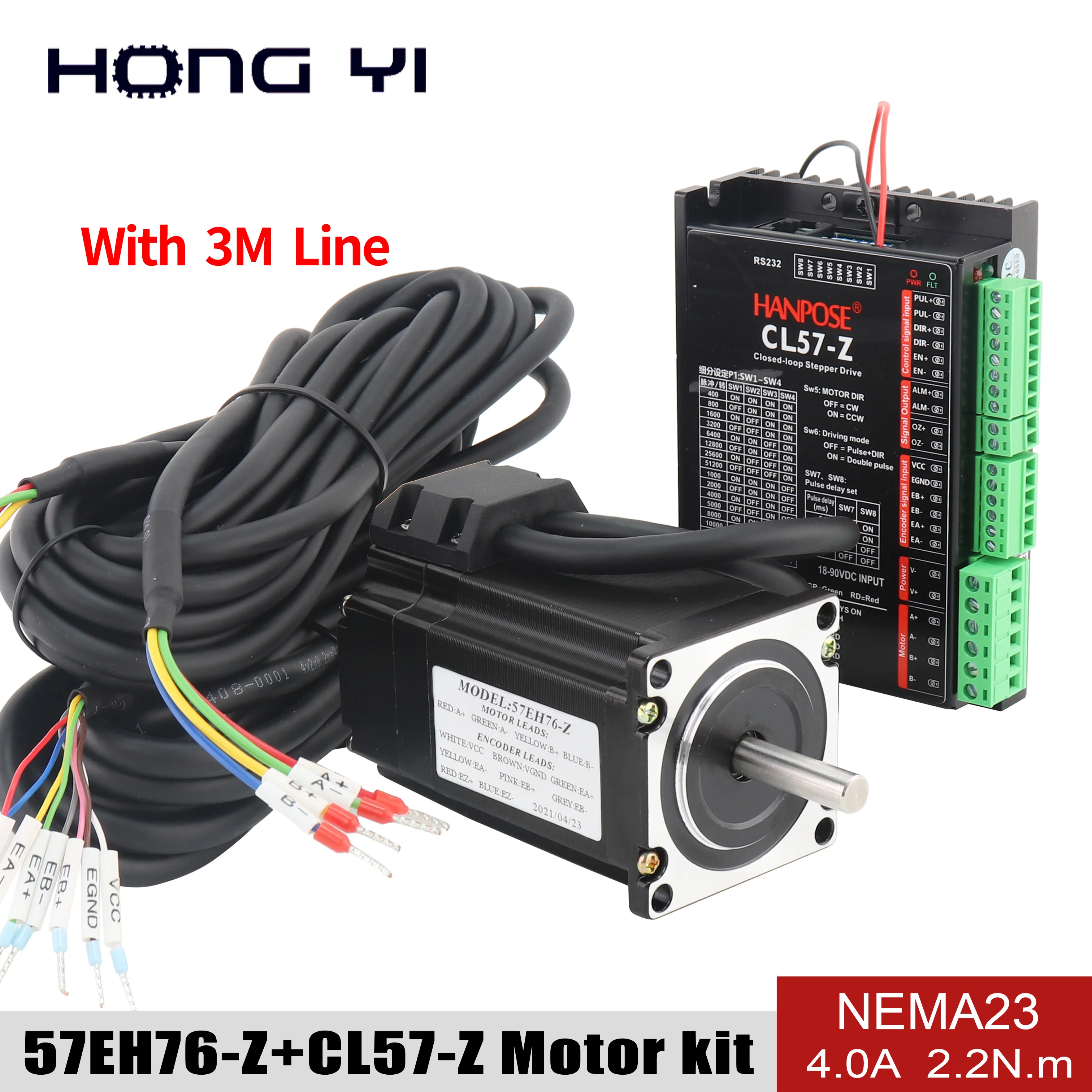 Conjuntos de Movimentação Driver para Cnc 57eh76-z + Cl57-z Frete Grátis Nema 23 Circuito Fechado Motor 57cme22 Dc-18-90v Saída Dupla 4.0a 2.2n. m