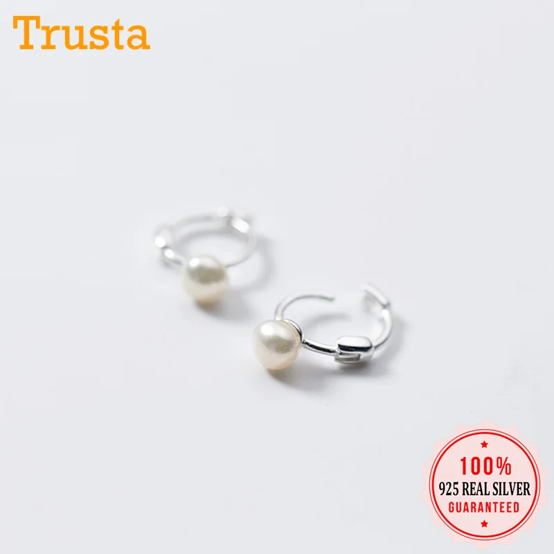 Женские серьги манжеты Trusta геометрические с серебристым жемчугом и 100% ным