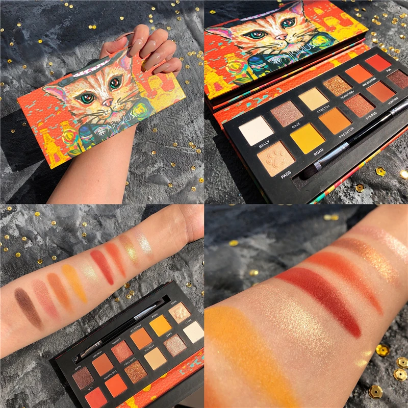 12 Color Cat Dog Metallic Diamond Eyeshadow Pallete Shimmer Matte Glitter Eye shadow Palette Pigmented Makeup Cosmetic |