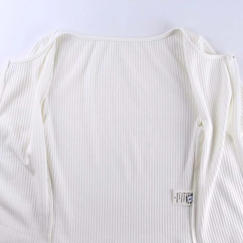 Белый черный кардиган Модный американский уличный свитер на двойной молнии