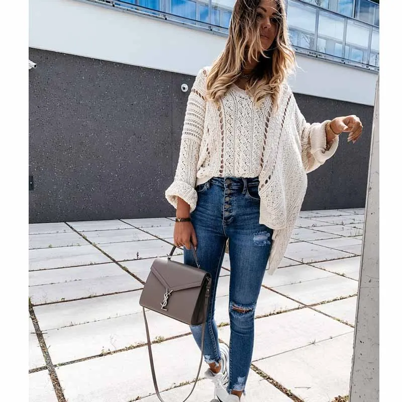 2021 Spring Autumn New High Street Elasticity Skinny Jeans Women Fashion Hole Bleached Vintage Push Up Slim Denim Pants Femme