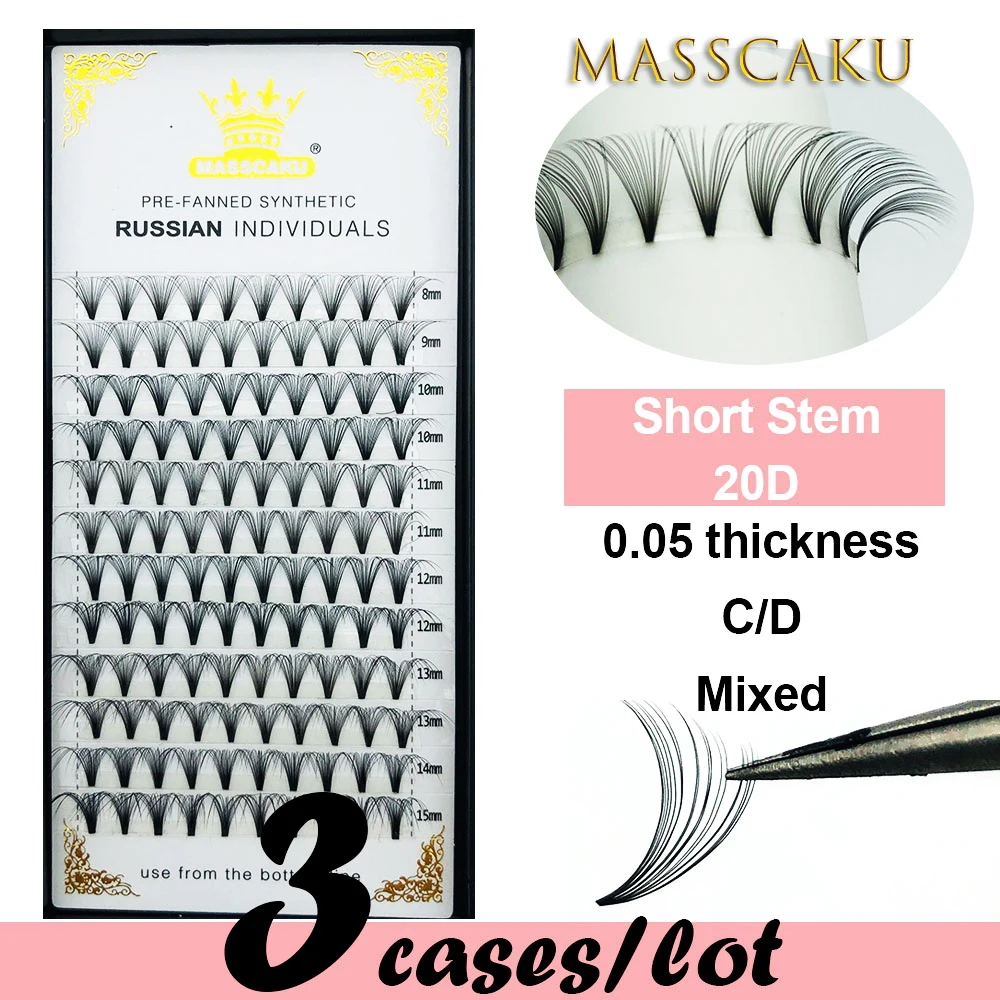 MASSCAKU 3 чехла/Лот 12 линий 20D ресницы русский объем готовые вееры мягкие и