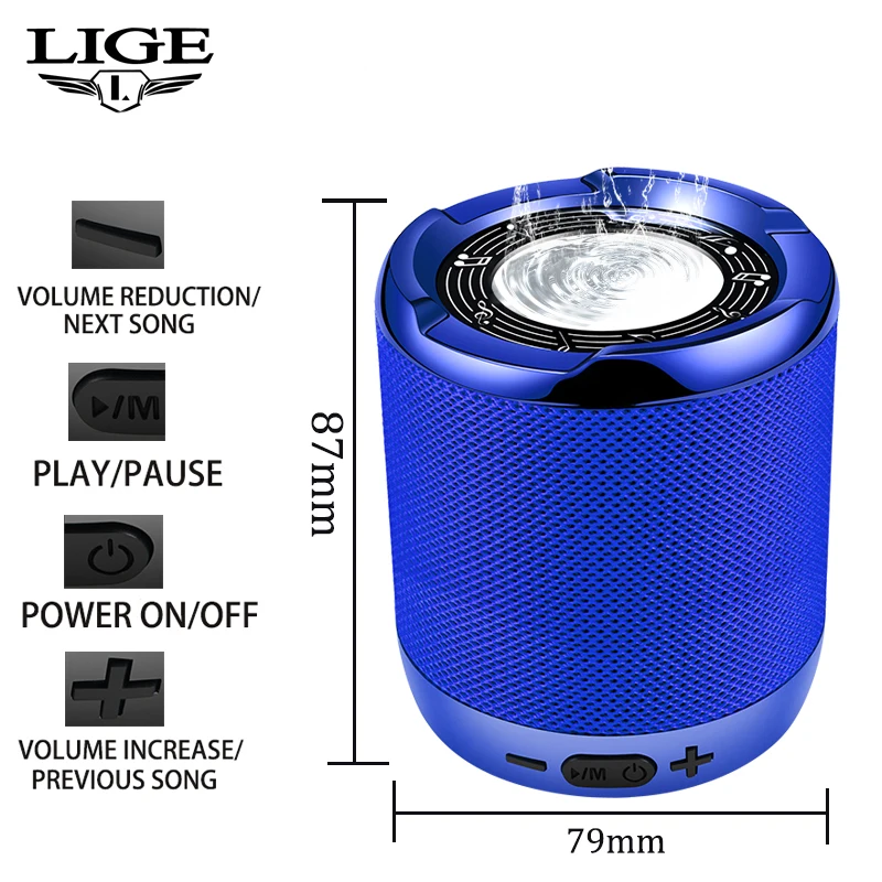 LIGE 2019 Новый Bluetooth динамик Портативная звуковая система 10 Вт стерео музыка