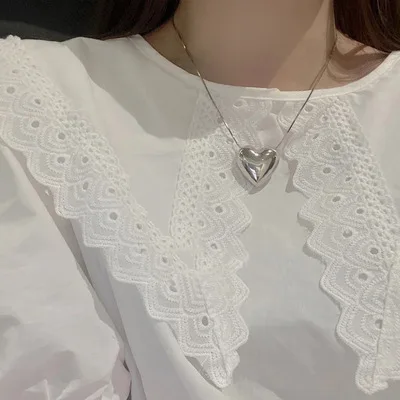 

Necklace For Gorgeous Women's 2021 New Stylish Temperament Joker Smooth Heart Necklace Clavicle Chain Sweater Chain Cold Wind