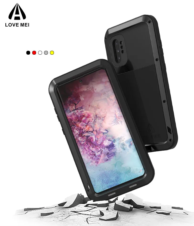 Чехол LOVE MEI Powerful для Samsung NOTE 10 + ударопрочный силиконовый металлический чехол Galaxy